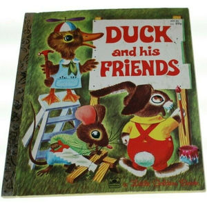 3/$15 Vintage Little Golden Book Duck and his Friends Hardcover 1977